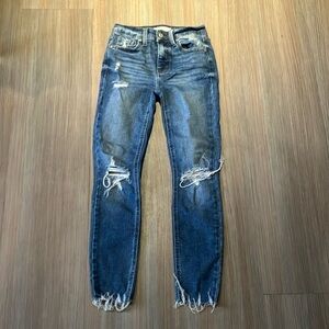 Eunina Blue Skinny Jeans with Distressed Details